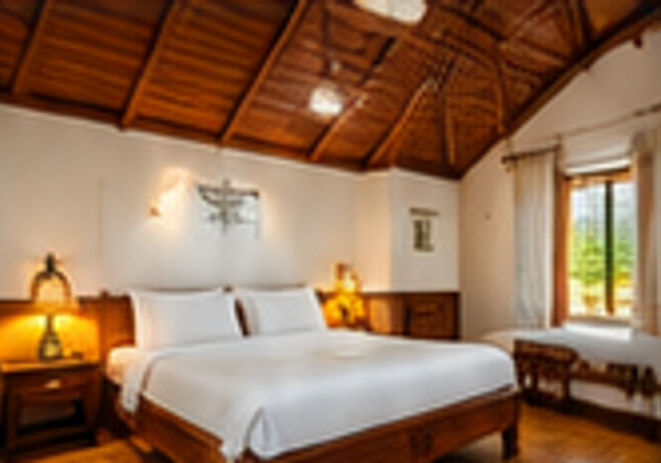 Heritage bedroom suite with traditional wooden ceiling