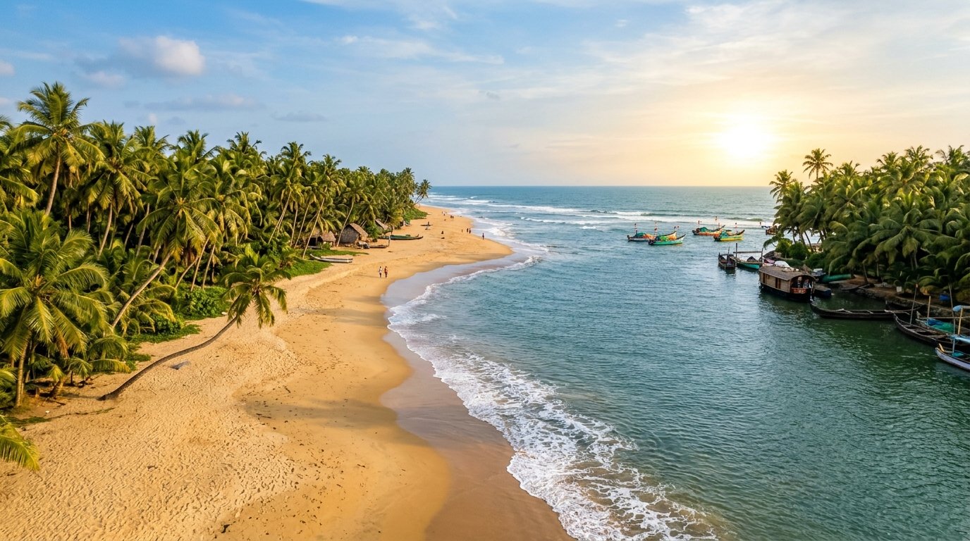 Andhakaranazhi Beach and coastal estuary in Cherthala, Alappuzha district